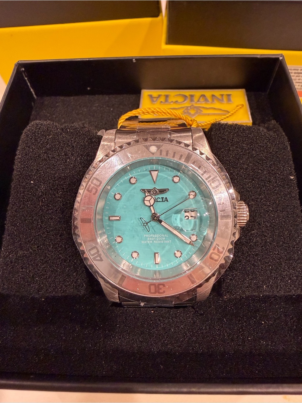 Invicta Silver DIVER Watch with Turquoise Dial